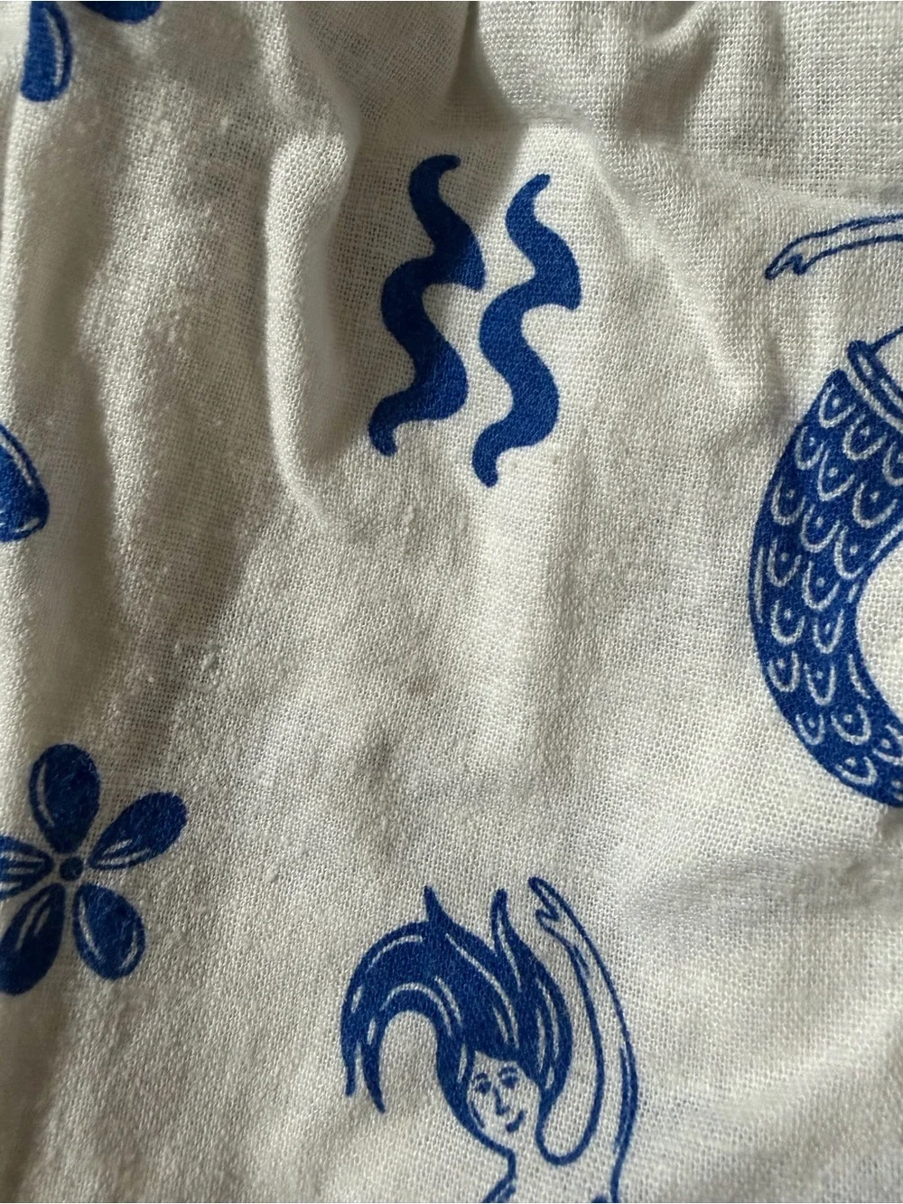 Old Navy White and Blue Mermaid Print Sundress